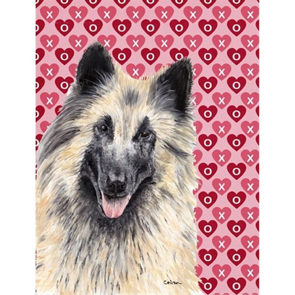 Patioplus 15 x 15 In. Belgian Tervuren Hearts Love And Valentines Day Portrait Flag; Garden Size PA245727